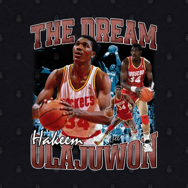 Hakeem Olajuwon The Dream Basketball Legend Signature Vintage Retro 80s 90s Bootleg Rap Style by CarDE